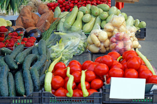 istock Fresh vegetables on market stall 1328907191