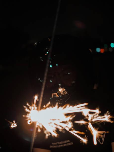 istock Motorcyclist and sparklers 1328907945
