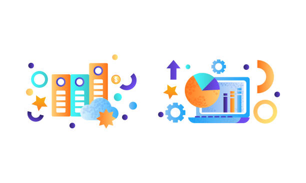 istock Business and Finance Signs Set, Data Cloud Storage, Laptop Computer, Management, Strategy, Marketing Symbols Flat Vector Illustration 1328912718