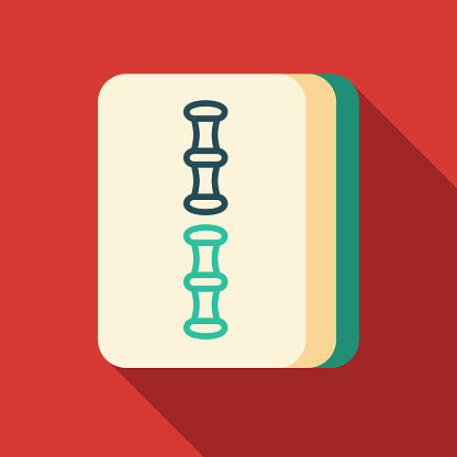 A mahjong tile icon. File is built in the CMYK color space for optimal printing. Color swatches are global so it’s easy to edit and change the colors.