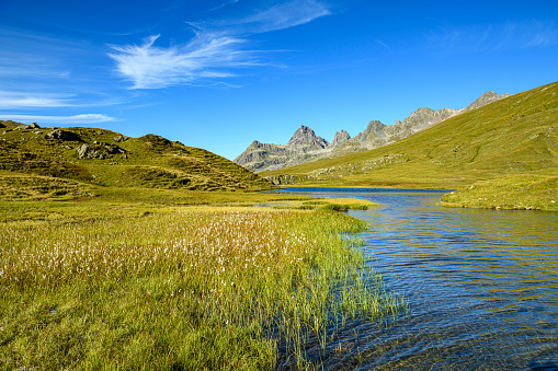 Landscape with a beautiful small lake in the mountains
