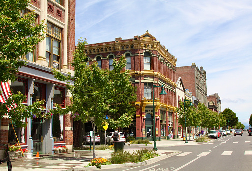 The very Victorian city of Port Townsend Washington in old Victorian architecture