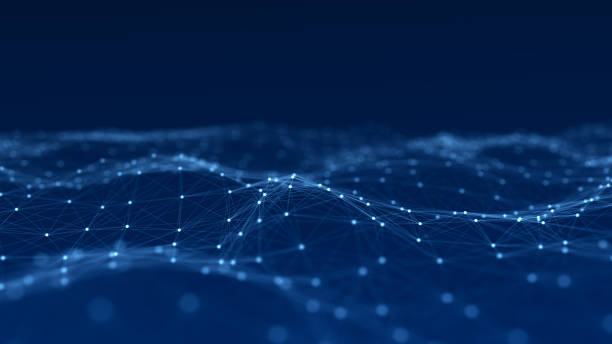 istock Abstract wave with moving dots and lines. Flow of particles. Cyber technology illustration. 3d rendering 1328916278