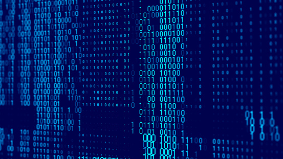 Photo Codage Technology Stream Binary Code Digital Illustration Blue Matrix ...
