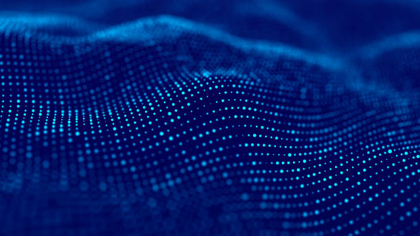 istock Abstract wave with moving dots. Flow of particles. Cyber technology illustration. 3d rendering 1328916318