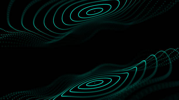istock Abstract circle green wave with moving dots. Flow of particles. Cyber technology illustration. 3d rendering 1328916409