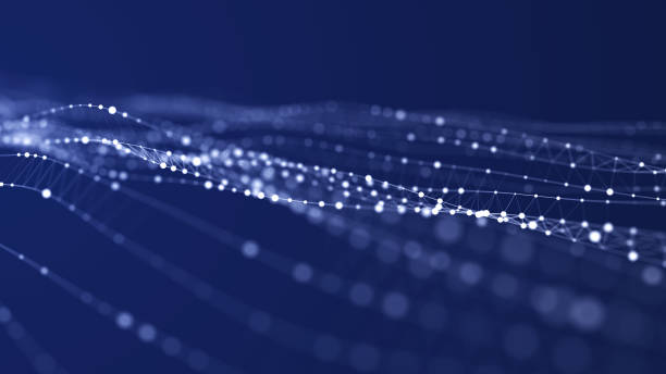 istock Big data stream. Abstract wave with moving dots. Flow of particles. Cyber technology illustration. 3d rendering. 1328916566
