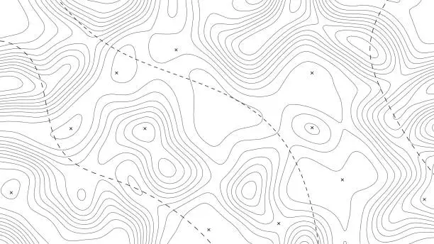 Vector illustration of Retro topographic map. Geographic contour map. Abstract outline grid, vector illustration.