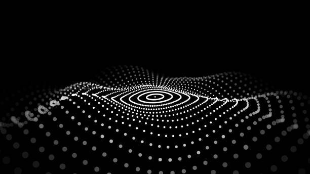istock Abstract circle wave with moving dots. Flow of particles. Dark cyber technology illustration. Vector illustration. 1328917341