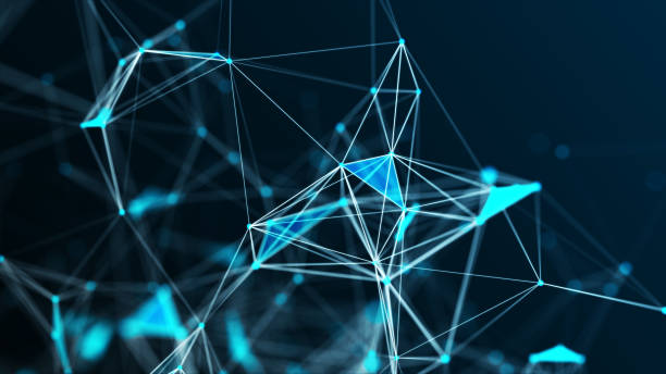 istock Network connection structure. Abstract background with moving dots and lines. Futuristic illustration. Digital technology design. 3d rendering. 1328917402