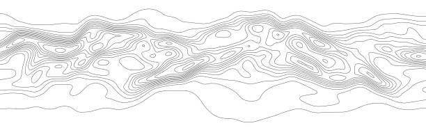 レトロ地形図。地理的なコンター マップ。抽象的なアウトライングリッド、ベクトルイラスト。 - topography map equipment cartography点のイラスト素材／クリップアート素材／マンガ素材／アイコン素材