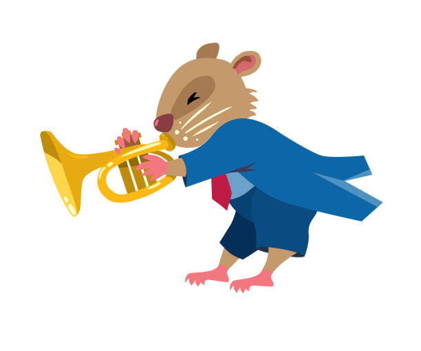 hamster spielen trompete. jazzband mit tieren - dixieland stock-grafiken, -clipart, -cartoons und -symbole