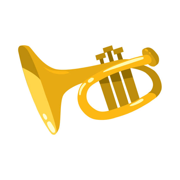 die trompete. blechblasinstrument lustige vektorillustration - dixieland stock-grafiken, -clipart, -cartoons und -symbole