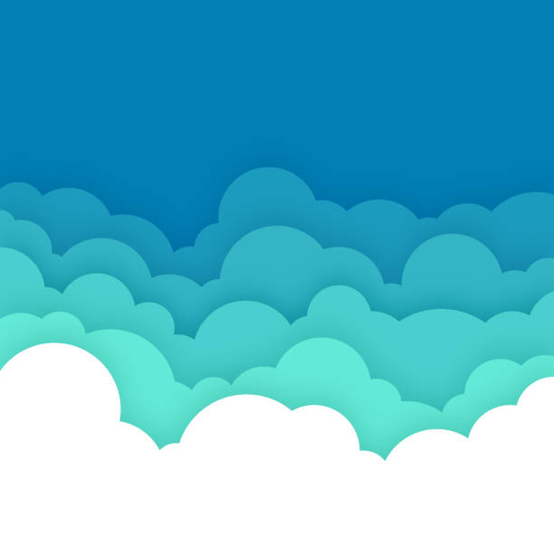 Cloud Cloudscape Blue Layers Background Cloudscape blue teal cloud layer edge background pattern abstract. day dreaming stock illustrations