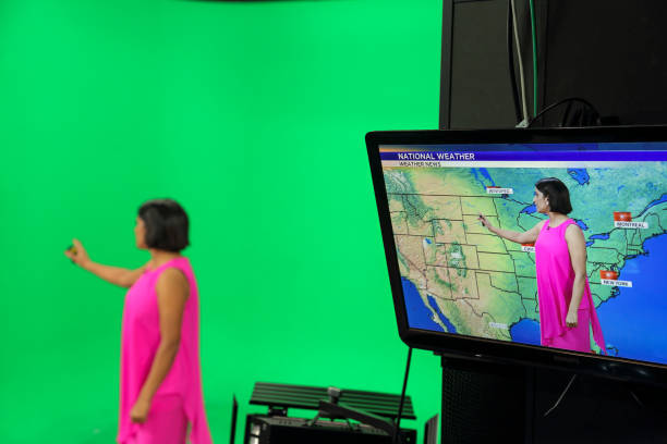 istock Weather forecaster on green background 1328922301