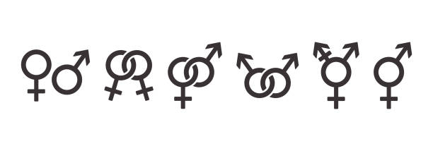 illustrazioni stock, clip art, cartoni animati e icone di tendenza di set di icone dei simboli di genere, raccolta di simboli di orientamento sessuale. vettore - sexual issues immagine