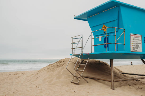 istock Blue Lifeguard Stand on the Beach 1328930173