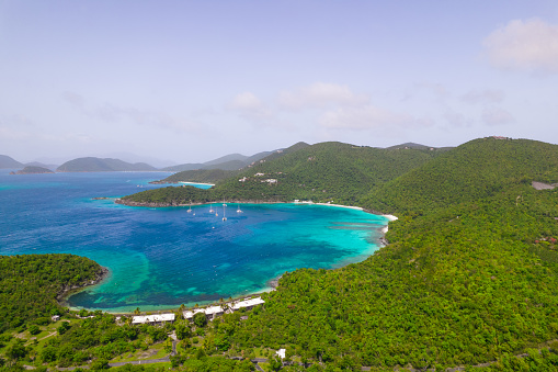 Aerial over the U.S. Virgin Island Beaches of St. Thomas and St. John