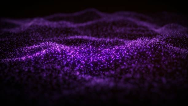 istock Abstract flowing smooth surface, fractal waves background from blinking particles. Grid, mesh of dots 1328932126