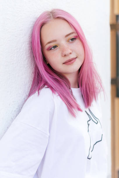 Adolescence Teenagers Only Teenager Pink Hair Stock Photos, Pictures &  Royalty-Free Images - iStock