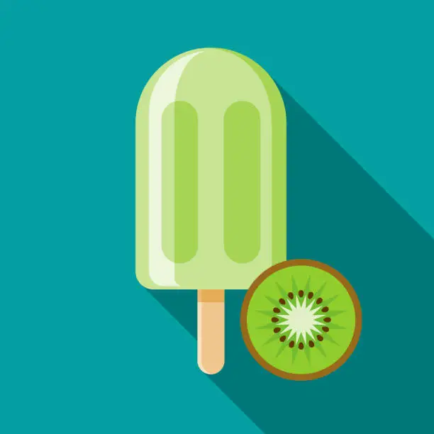 Vector illustration of Kiwi Popsicle Icon