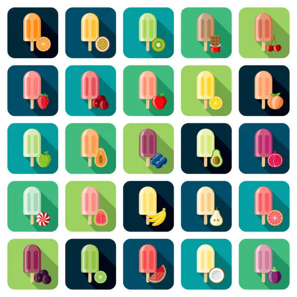 Vector illustration of Popsicle Flavors Icon Set