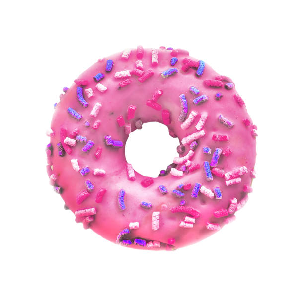 istock pink donut with sprinkles isolated on white 1328940896