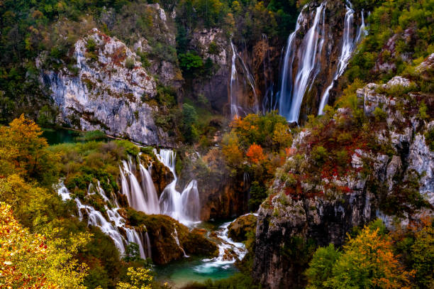 istock Plitvice Main Waterfalls in Plitvice Lakes National Park at fall, Plitvice Jezera, Croatia 1328941207