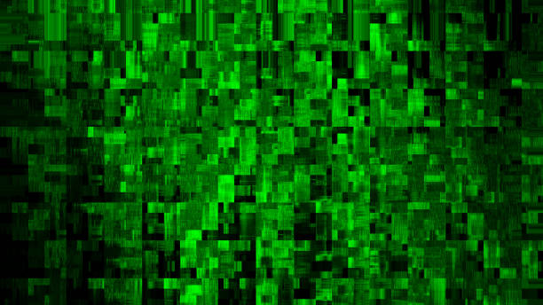 pixel noise abstract background green block neon problemy z kwadratem rozmazany tekstura kryptowaluta górnictwo zniekształcony cyfrowo wygenerowany obraz - broken glass green shattered glass zdjęcia i obrazy z banku zdjęć