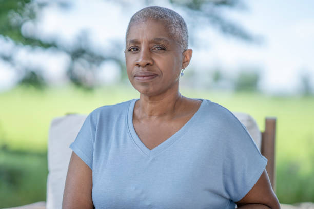 istock Pensive older woman with short hair 1328954665
