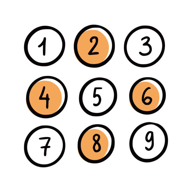 ilustrações de stock, clip art, desenhos animados e ícones de number with scribble circle element - number