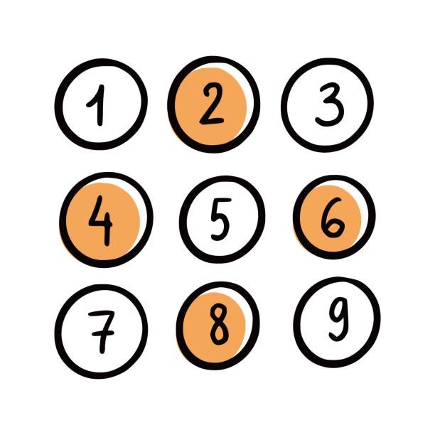 число с элементом круга каракуля - number stock illustrations