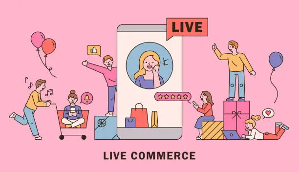 Vector illustration of Live commerce