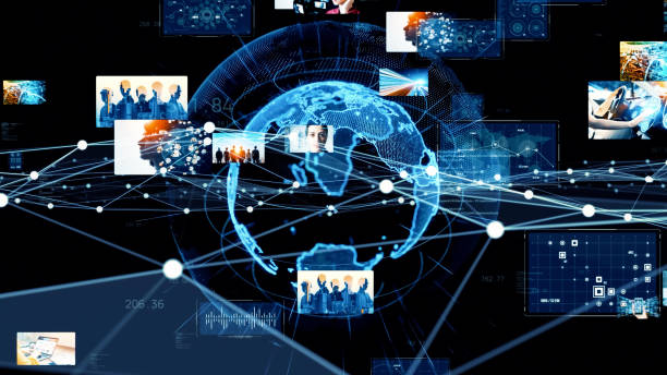istock Digital contents concept. Social networking service. Streaming video. communication network.  Digital transformation. 1328971042