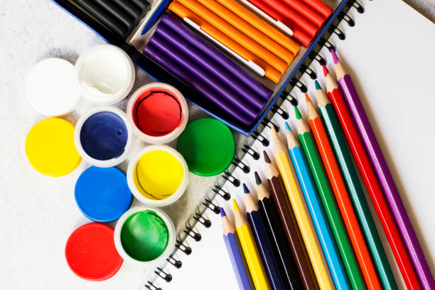 istock Gouache, plasticine and pencils, a set for a schoolboy 1328980689