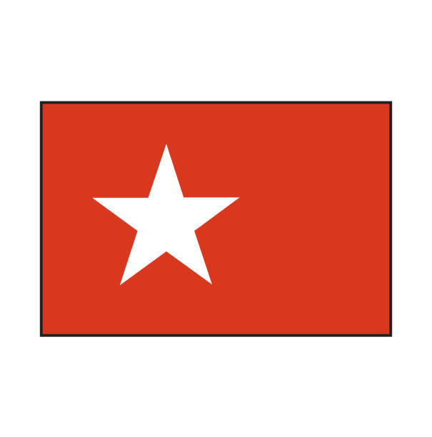 stockillustraties, clipart, cartoons en iconen met maastricht capital city flag rectangle vector red with white star flag in limburg netherlands - maastricht