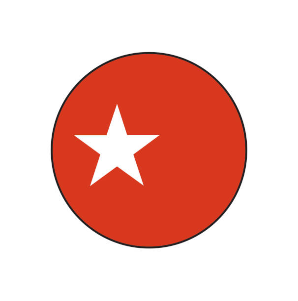 stockillustraties, clipart, cartoons en iconen met maastricht capital city flag circle vector red with white star flag in limburg netherlands - maastricht
