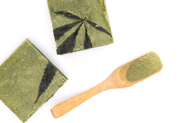 istock Tasty matcha cannabis white chocolate cake 1328986327