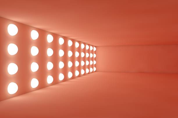 Abstract interior design of modern showroom with empty concrete floor and wall background - Hall or stage 3d illustration