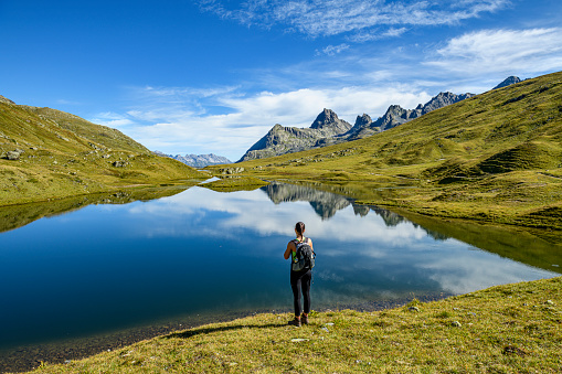 Landscape with a beautiful small lake in the mountains