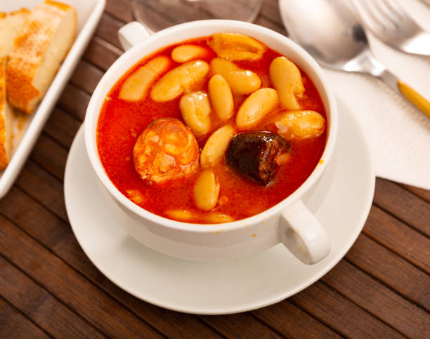 istock Asturian beans stew Fabada with pork, morcilla and chorizo 1328991053