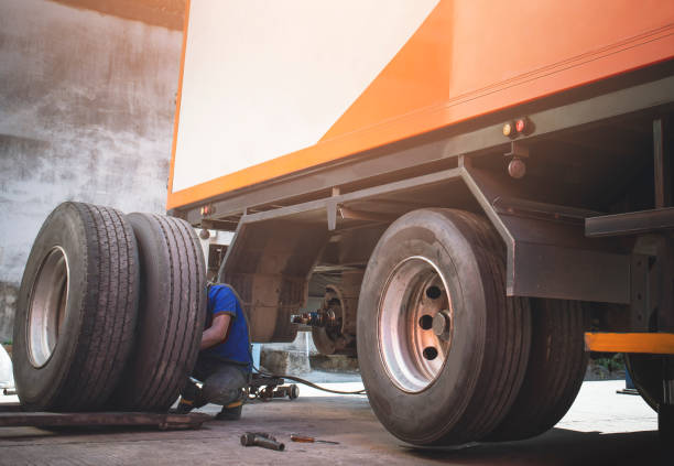 A Big Truck Wheels and Tires. Truck Spare Wheels Tyre Waiting For to Change. Trailer Maintenace and Repairing. A Big Truck Wheels and Tires. Truck Spare Wheels Tyre Waiting For to Change. Trailer Maintenace and Repairing. electric motor photos stock pictures, royalty-free photos & images