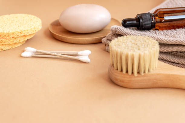 istock composition with bathroom accesories and natural cosmetic on white beige background with copy space 1328996776