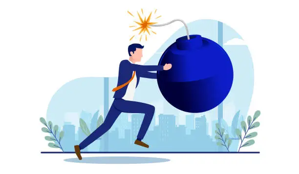 Vector illustration of Business crisis and trouble