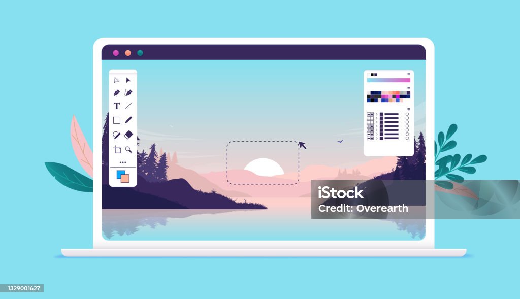 Computer Images Edited Image Editing On Laptop Computer Screen Stock Illustration - Download ...