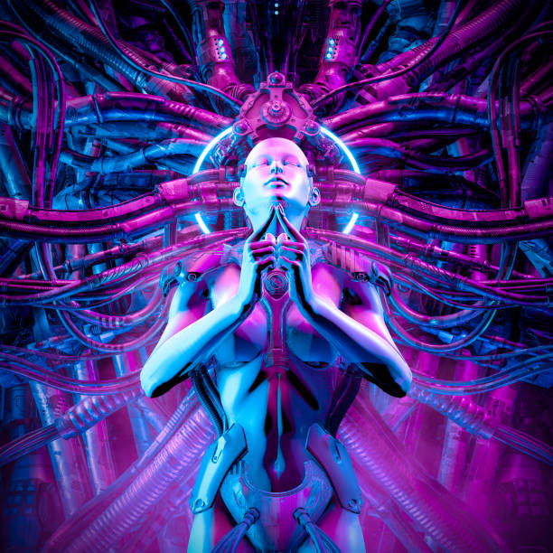 istock Queen of the machine female cyborg 1329001887