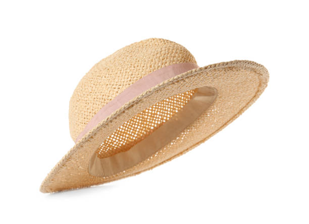 istock Stylish straw hat isolated on white. Fashionable accessory 1329004235