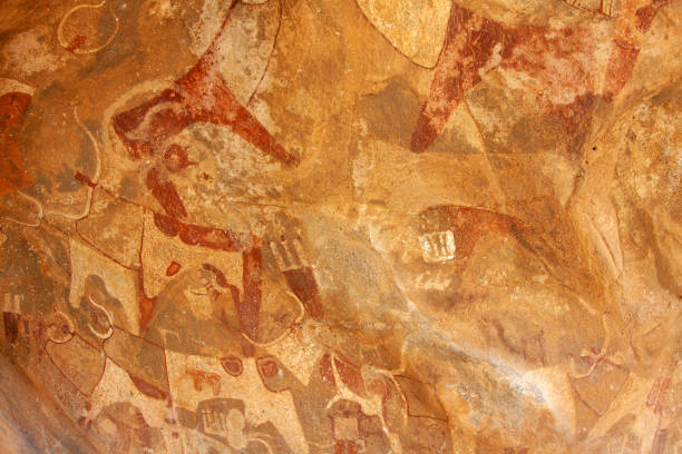 istock Ancient rock painting of long-horn cattle 1329007647