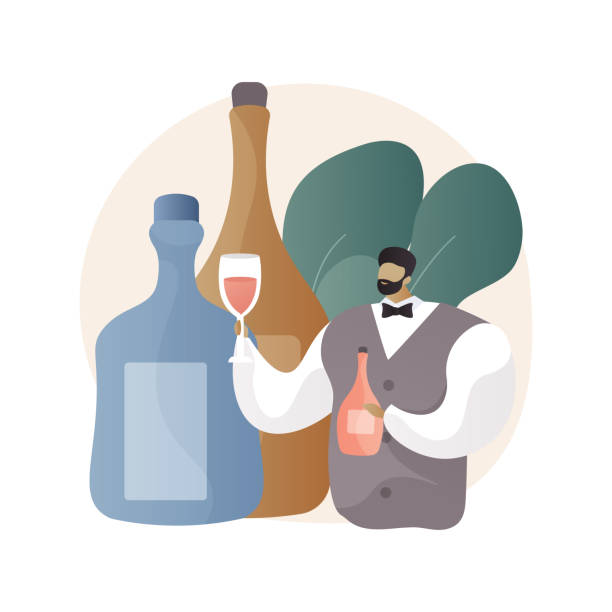 сомелье абстрактная концепция векторная иллюстрация. - wine decanter red restaurant stock illustrations