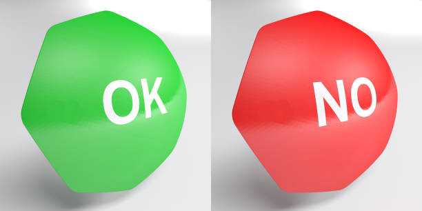 istock Green OK and Red NO icons isolated on white background - 3D rendering illustration 1329010054